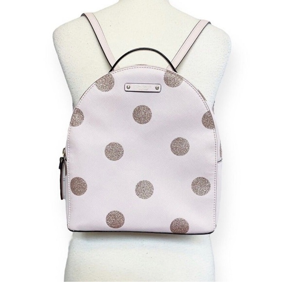 Kate Spade Haven Lane Sammi Backpack WKRU4790 Pink Glitter Dot Coated Canvas - Picture 2 of 10